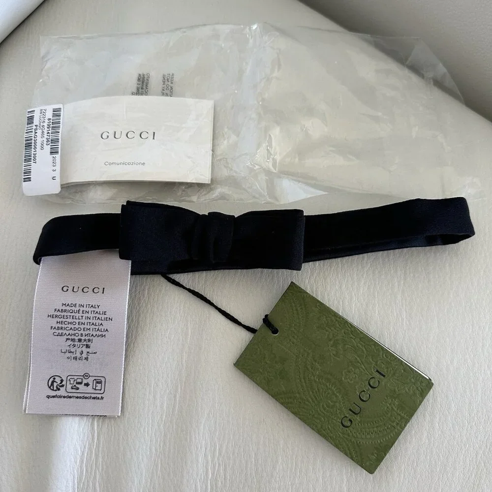 NWT GUCCI SILK BOW TIE BLACK 722316 Bow Tie Mens